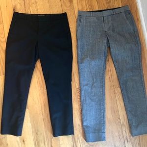 Banana Republic Black Gray Wool Harper Crop Lined Trousers LOT SET 2 0P Petite